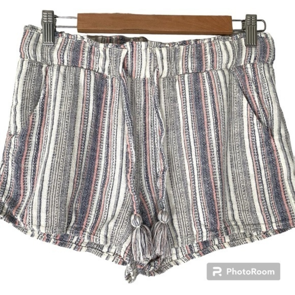 SKY & SPARROW Linen Blend Striped Shorts S